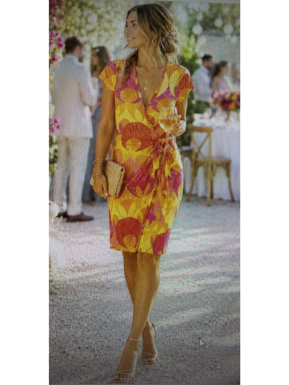 JB Julie Brown wedding guest Wrap Dress large geometric modern summer NWT